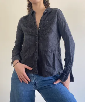 Free People Grey Button Down  Top thumbnail 1