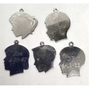 Vintage Sterling Silver Silhouette Charms Lot of 5 Boy & Girl Profiles‎ Engraved thumbnail 3