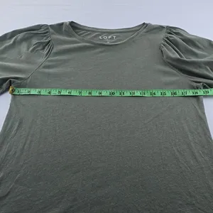 LOFT -1671 Short Eyelet‎ Sleeve Sage Green Top Medium thumbnail 6