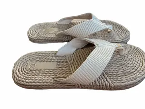Woven Rope Toe-Post Sandals in Cream - Women thumbnail 1