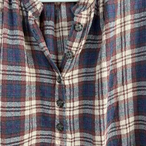 Free People Sz XS Button Front Shirt Northern Bound Plaid Flannel Onyx Oversized thumbnail 6