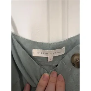 Sage Green Button-Front Midi Dress with Spaghetti Straps thumbnail 2