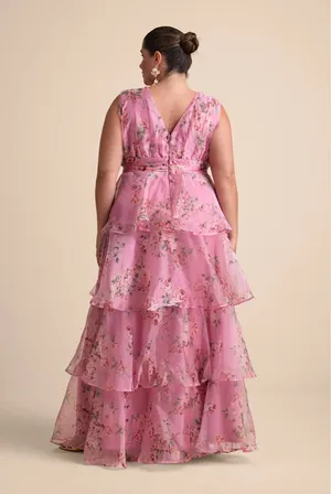 Lulus Garden Radiance Pink Floral Print Gown thumbnail 3