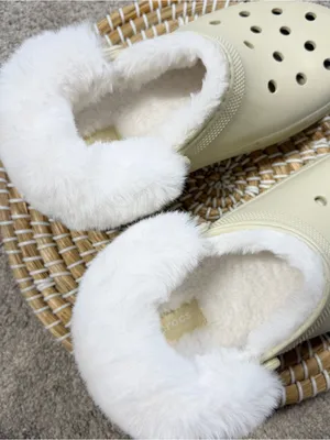 Crocs Women’s Classic Platform Fleece Lined Clogs in Bone Neutral 8 thumbnail 6