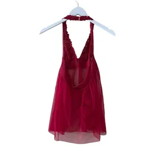 Victoria’s Secret Red Embroidered Adjustable Halter babydoll SZ S # 1611 thumbnail 7