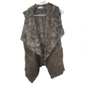 Altar'd State Boho Faux Fur Shearling Vest Brown Cozy Western Layering Jacket Size M thumbnail 2