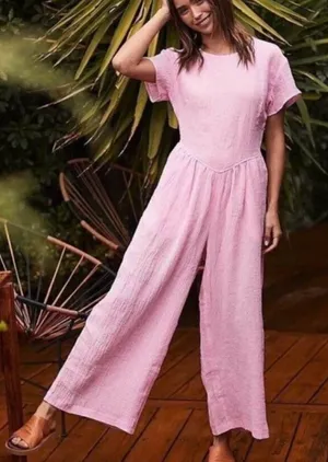 Free People Tierra Crinkle Jumpsuit — Pink Flamingo (Size S) thumbnail 1