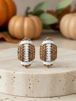 Pave Football Stud Earrings Gold thumbnail 5