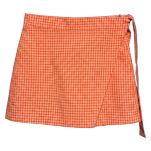 Zara Gingham Check Plaid Wrap Skort Neon Bright Orange Hot Pink White XS thumbnail 1