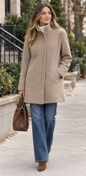 J.Crew Stadium Cloth Coat Women 6 Camel Tan Wool Blend Nello Gori thumbnail 1