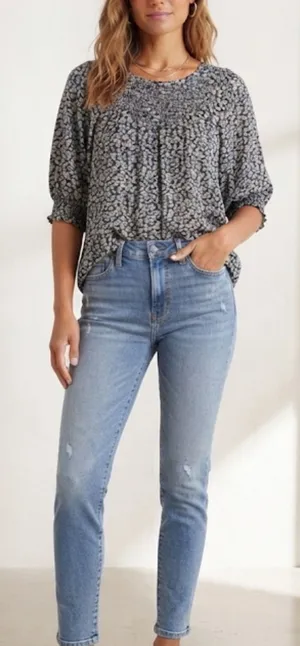 Lucky Brand Floral Peasant Top Size L thumbnail 1