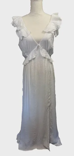 Audrey Parks Francesca's White Ruffle Maxi‎ Large Dress Beach Bridal Feminine thumbnail 1