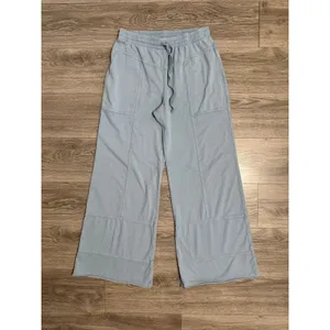 Rae Mode Women Cotton Blend Pants Siz L Light Blue Wide Leg Lounge Elastic Waist thumbnail 2