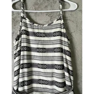 Garnet Hill Cotton Jacquard Woven Maxi Dress Black White Boho Southwest Size 8‎ thumbnail 5