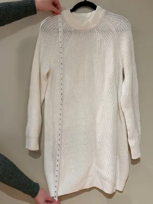 H&M White Knit Long Sleeve Sweater Dress thumbnail 4