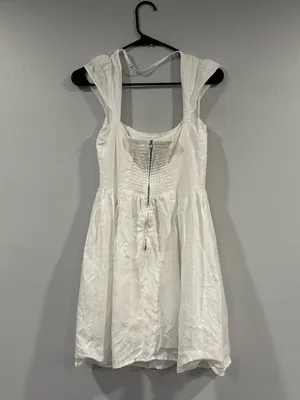 Reformation Oaklyn Linen Dress Cap Sleeve White Sz 6 thumbnail 3