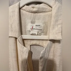 Anthropologie Linen Wrap Dress Cream Sleeveless Tie Waist XS thumbnail 7