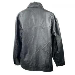 Princess Polly Women's Black Long Sleeve Faux Leather Vegan Shirt Jacket Size 4 thumbnail 3
