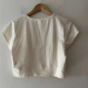 Old Navy Powerchill Go Dry‎ Off White Crop Top Active Criss Cross Waist thumbnail 2