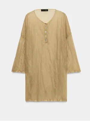 Zara NWT Metallic Gold oversized Tunic Top cover up thumbnail 6