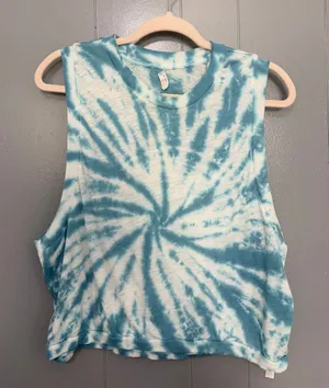 Free People Movement Love Blue Tie Dye Cropped Boho Muscle Tank Top S thumbnail 1