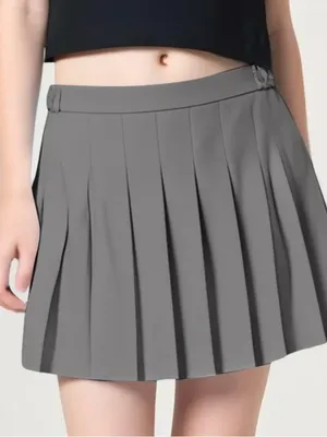 Grey Mini Skirt in Gray - Classic‎ A-Line Style thumbnail 1
