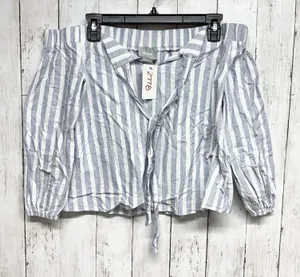 Maeve Shirt Women Size XS Stripe‎ Off the Shoulder Tie Neck 3/4 Sleeve Blouse thumbnail 1