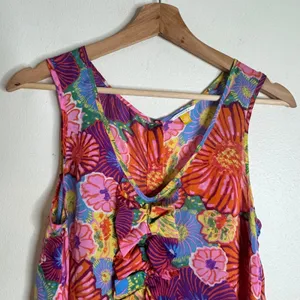 Leifsdottir anthropology Silk Floral Ruffle Sleeveless Blouse Multicolor Size‎ 4 thumbnail 2