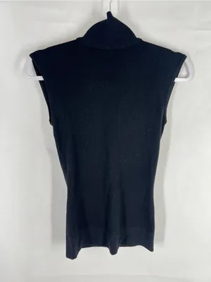 The Wrights Black Silk Cashmere Sleeveless Mock Neck Top Size S thumbnail 2