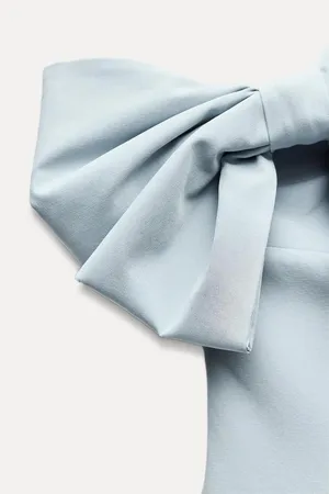 ZARA dress mini bow baby blue fitted bodycon party wedding thumbnail 17