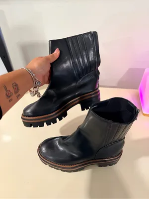 Kork-Ease Black Leather Lug Sole Ankle Boots thumbnail 5