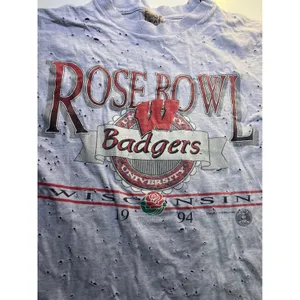 Furst of a Kind Wisconsin Badgers 1994 Rose Bowl Distressed Vintage T-Shirt Gray thumbnail 2