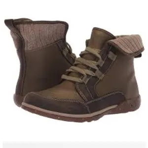 Chaco Barbary Leather Ankle Boots Fold Down Brown Green Fall Granola Girl Size 8 thumbnail 13