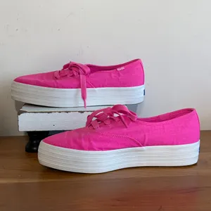 Keds Triple Up Neon Pink Linen Platform Sneakers WF67959 Womens 7 thumbnail 2