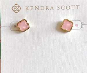 Kendra Scott Mallory Stud Earrings in Pink Rose Quartz thumbnail 1