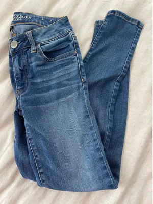 American Eagle Outfitters Dark Wash Dark Blue Denim Jeans Jeggings 0 SHORT thumbnail 1