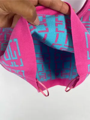 IMMODEL Pink Blue Geometric Knit Y2K Crop Tank Top Size L thumbnail 5