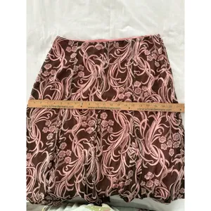 Y2k Skirt Pink & Brown Floral Fairycore Fairy Whimsy Size 6 Lined Silky Cato thumbnail 9