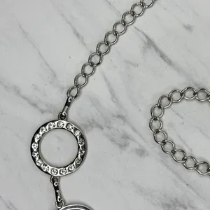 Rhinestone Open Hoop Circle Silver Tone Chain Link Belt One Size (OS) ✨ thumbnail 8