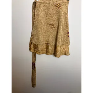 Darn Good Yarn Sari Silk Wrap Skirt Womens 4-12 Gold NWT Reversible Mini Boho thumbnail 5