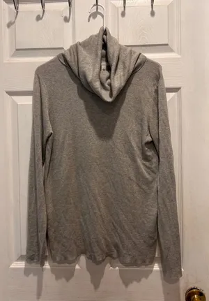Banana Republic Womens Silk Cashmere Blend Cowl Neck‎ Sweater Heather Gray Large thumbnail 1
