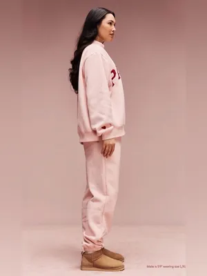 PARKE Valentine’s Varsity Mockneck Crewneck Pullover Sweatshirt Peony Crimson S thumbnail 3