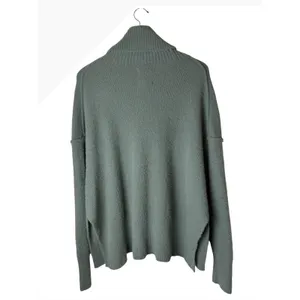Aerie Turtleneck Sweater Women Small Green Fuzzy Knit Side Slit Lounge Outdoor thumbnail 3