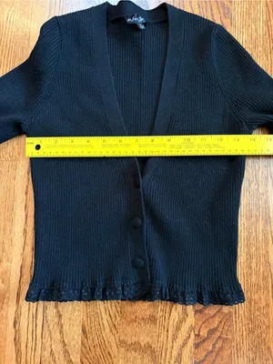 For Love & Lemons Nina Cardigan Black | S | Ribbed Lace Trim Cropped thumbnail 12