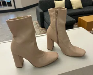 Boots Forever 21 Chic Beige Heeled Boots 7 1/2 thumbnail 1