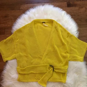 Free People Oh Hello Yellow Cardigan Sweater thumbnail 4