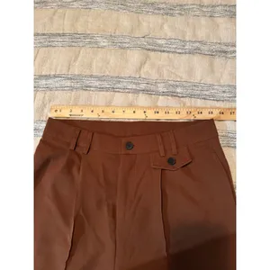 SHEIN Women Brown High Waisted Pleated Straight Leg Dress Pants Trousers Size L thumbnail 3