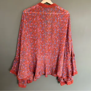Free People Lola Floral Kimono In True Red size medium thumbnail 5