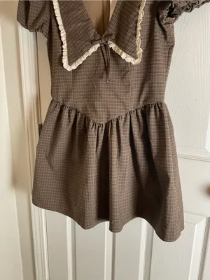 ZARA NWT Plaid Statement Collar Mini Dress Puff Sleeve XL⁠ thumbnail 4