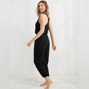 NWOT Aerie Black Track Jumpsuit Size Medium Racerback Lounge Athleisure One Pc thumbnail 2